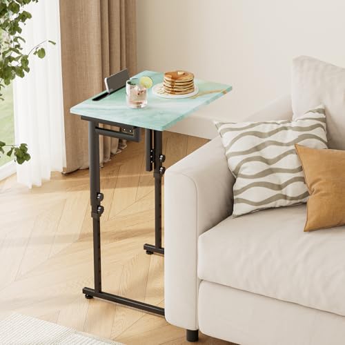 Folding TV Tray Table,Adjustable TV Dinner Table with Sturdy MDF Top,Eating Trays for Living Room with No Assembly Required (Sea Blue) - color: Sea Blue, size: 1PC