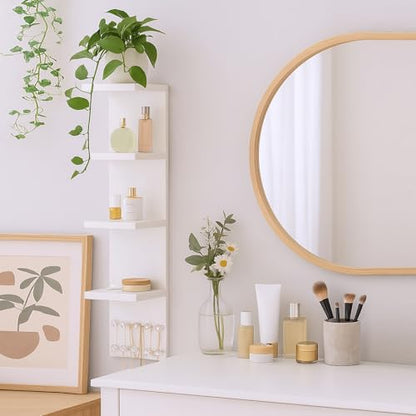 LitaEther 4 Tier White Lack Shelf Vanity Wall Shelf with 10 Crystal Hooks - Multi-Functional Storage for Makeup, Jewelry, Plants, Awards & Display (L7.1 x W5.5 x H30.7) (2)