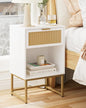 Masupu Rattan Nightstand,Modern Night Stand Boho Farmhouse Wood Bedside Table with Storage Drawer Side End Table for Bedroom,Office,White - color: Rattan-white