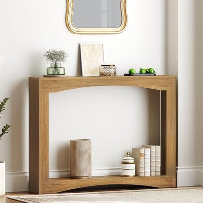 Narrow Console Table, 5.9'' Thin Entryway Table, Behind Couch Table for Small Spaces, Small Farmhouse Hallway Table, for Living Room, Hallway, Foyer, Light Walnut CT19VV - color: Light Walnut
