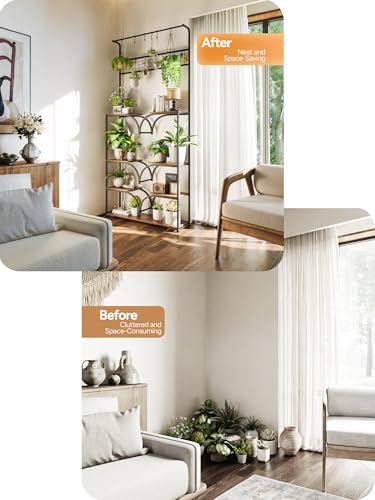 Plant Stand Indoor with Grow Lights - 78" Tall Metal Plant Rack with Adjustable Shelf, Large Flower Shelf for Living Room, Corner Display - size: 78 inch, 7 tier
