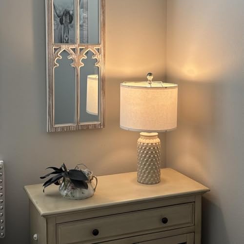 USumkky 20.5" Ceramic Table Lamps Set of 2 - Modern Farmhouse & Boho Style, Bedside Nightstand Lamps for Bedroom, Living Room End Table Lamps, Small Desk Lamp(Cream) - color: 20.5" Beige-2 Pack