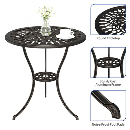 IDEALHOUSE Patio 23''Cast Aluminum Side Table with Umbrella Hole,Bronze | Outdoor Small Coffee Tables,Anti-Rust Bistro Table,Round End Table,Outdoor Furniture for Indoor,Patio,Garden,Porch,Balcony - size: 1.57'' Umbrella Hole