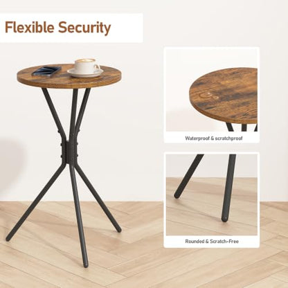 TUTOTAK Small Round End Table, Mini Side Table, Drink Table, Pedestal Table | for Small Spaces, Accent Nightstand, livingroom, Bedroom, Brown TB01BB098 - color: Brown, size: 1 Pack, style: Triangle