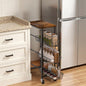 Slim Rolling Cart, 4-Tier Storage Cart, 9.1inch Narrow Kitchen Rolling Cart on Wheels for Small Space, Utility Cart Shelving Unit with Wooden Top and Metal Handle for Kitchen, Bathroom, Laundry Room - size: 4 Tiers (9.1"D x 30.3"H)