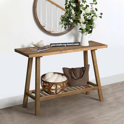 HOKYHOKY Reclaimed Solid Wood Console Table, 43.3" Farmhouse Entryway Table, Narrow Couch Tables Behind Sofa, 2 Tiers Accent Tables for Hallway, Entrance, Foyer, Living Room - size: 43.3"