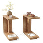 LITTLE TREE C-Shaped Side Table Set of 2, Narrow 2-Tier End Table for Living Room, Couch, Bedroom, Bedside, Nightstand, Brown - size: 2