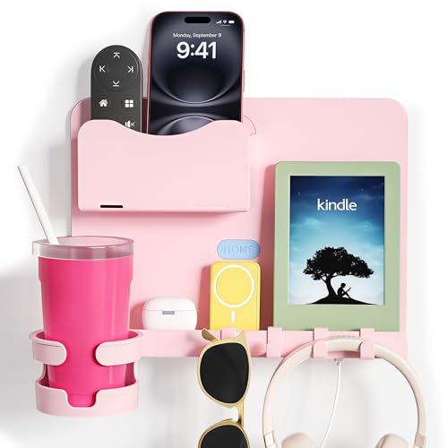 Floating Shelves for Bedside Shelf Accessories Organizer, Wall Mount Shelf Stick On, Cute Room Decor Aesthetic, Girls Room Decor, Cool Stuff for Bedroom Storage and Organization (Pink) - color: Pink