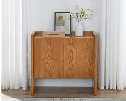 Mid Century Modern Sideboard Buffet Cabinet,Small Storage Cabinet with Outlet Holes for Living Room, Kitchen, Entryway, Hallway 34" Brown Ebony - color: Brown Ebony