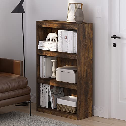 Furinno Jaya Enhanced Home Bookcase 3-Tier Adjustable Bookshelf, Amber Pine - color: Amber Pine, size: 3-Tier Thick