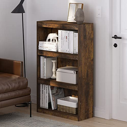 Furinno Jaya Enhanced Home Bookcase 3-Tier Adjustable Bookshelf, Amber Pine - color: Amber Pine, size: 3-Tier Thick