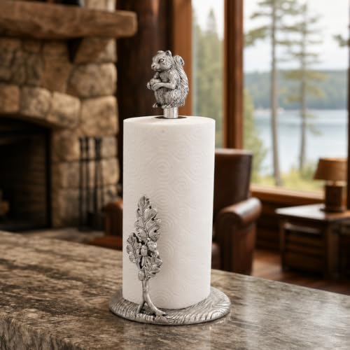 Arthur Court Squirrel Paper Towel Holder - Decorative Aluminum Kitchen Towel Stand - 15 Inch Tall - size: Squirrel