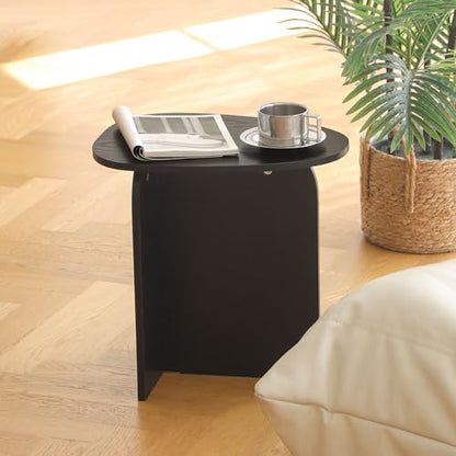 AWASEN Black Side Table, Small Triangle End Table Living Room, Black | Modern Accent Table with Unique Tabletop, Mini Bedside Table for Small Spaces - color: Black