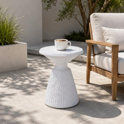 Stone Side Table,Round Faux Marble Side Table,Modern Small Stone End Table for Balcony (White-16.7"-3) - color: White-16.7"-3