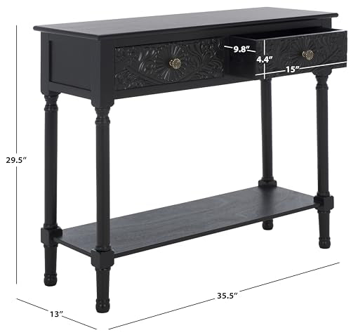 SAFAVIEH Home Collection Josie Black 2-Drawer Console Table for Living Room Foyer Bedroom Hallway Entryway Office - color: Black
