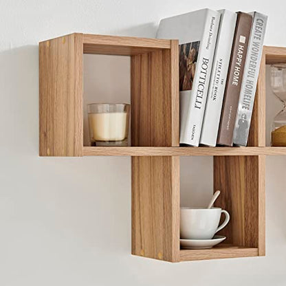 Danya B. Cubby Chessboard Wall Shelf - Horizontal or Vertical (Chestnut)