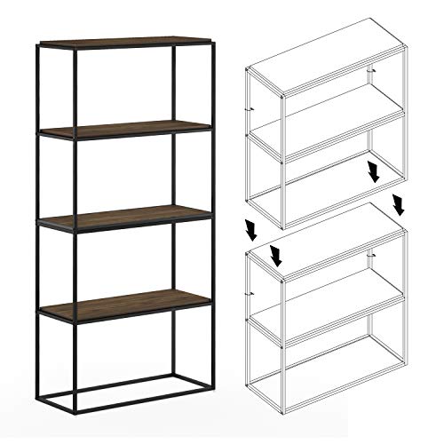 Furinno Moretti Modern Wide Stackable Metal Shelf, Columbia Walnut - color: Columbia Walnut, size: Stackable Metal Frame