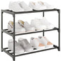 Small Metal Shoe Rack,Stackable Shoe Shelf Storage Organizer for Entryway, Hallway and Closet(3-Tier,Black) - size: 3-Tier-Black-1R