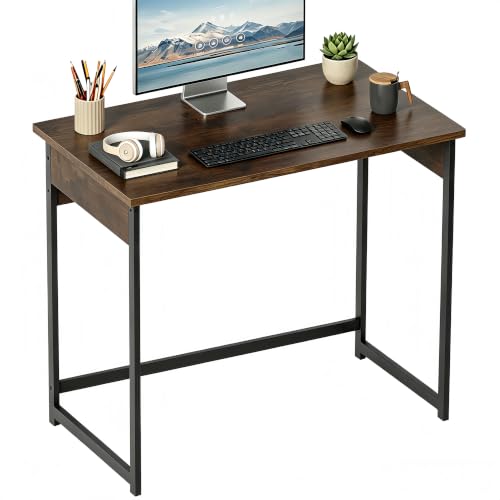 ALISENED Small Computer Desk, 43.3 Inch Home Office Desk, Gaming Writing Work Study Table for Home Bedroom, Corner Desk,Rustic Brown - color: Rustic Brown, size: W-43.3in