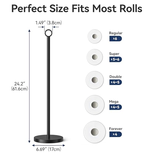 Toilet Paper Holder Stand(with Reserve Function), Free-Standing Spare Rolls Storage Holder, Stainless Steel, Black - color: Matte Black