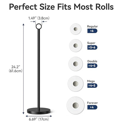 Toilet Paper Holder Stand(with Reserve Function), Free-Standing Spare Rolls Storage Holder, Stainless Steel, Black - color: Matte Black