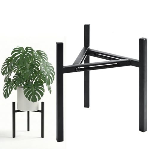 Adjustable Plant Stand Indoor Outdoor, Heavy Duty Metal Modern Plant Holder for 8-12 Inch Pots, Stable Corner Flower Pot Stand Black (Pot & Plant Not Included) (Back-1PCS) - size: Back-1PCS
