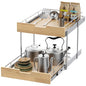 Sikarou Pull Out Cabinet Organizer,Heavy-Duty Slide Out Shelf, Wood and Wire Basket, Pull Out Drawer for for Kitchen Under Sink Space, Pantry, Bathroom, 2 Tie 11 * 21 in - size: 2-TIE 11*21 WM