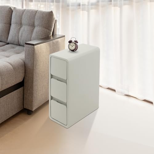 Narrow Nightstand with Drawers, Floor Standing Small Bedside Tables Skinny Nightstand Narrow Side Table Slim End Table for Bedrooms, Living Rooms, Hallways, Study Rooms, Offices Light Grey - color: Light Grey