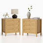 Large Nightstand Set of 2 with 3 Drawers, Farmhouse Bedside End Table with Charging Station, Modern Wood Night Stand for Sofa, Bedroom, Natural Oak - color: Natural Oak, size: 2 PCS (3 Drawers)