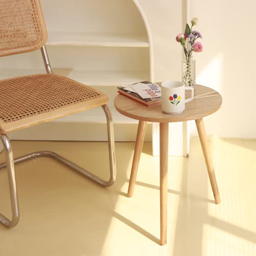 AWASEN Side Table Round, Small Accent Table Nightstand Modern End Table for Living Room Bedroom Office Small Spaces, 15.7''Dia x 19.69''H(Natural Walnut) - color: Natural Walnut