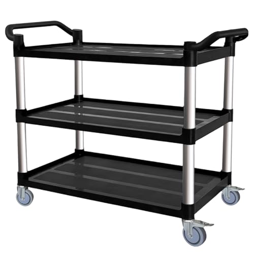 Utility Cart with Tangle-Free Wheels, Large Size 3 Tier Restaurant Cart | 2 with Brakes, Heavy Duty 450 Lbs Capacity,Commercial Serving Cart for Home, Office, Restaurant, Warehouse. - size: 40"×20"×38" L