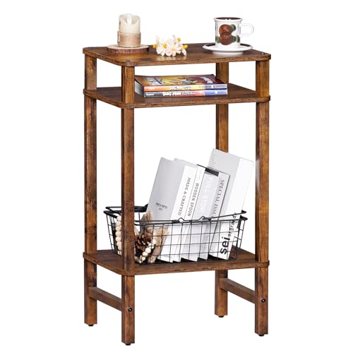 YUFAM Side Table End Table Tall Night Stand 3-Tier for Living Room Bedroom Bathroom Office Furniture Brown - color: Brown, size: 3 Tier