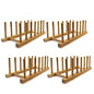 Bamboo Wooden Plate Racks Dish display Holder Kitchen Storage, Pack of 4 | Cabinet Organizer for Dish / Plate / Bowl / Cup / Pot Lid / Cutting Board/ Book (vertical) - size: Pack of 4