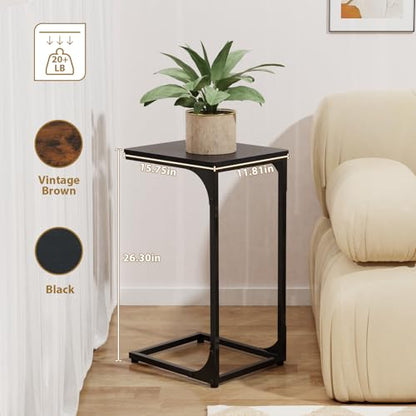 C Shaped End Tables Couch Table TV Trays Set of 2, 11.8" Wide, Black - color: Black, size: 11.8" Width