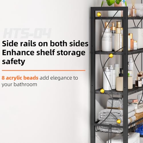 Over-The-Toilet Storage Rack, 4-Tier Bathroom Organizer Shelf Over Toilet with Adjustable Shelf and Basket, Freestanding Space Saver Bathroom Shelves Above Toilet for Room (Oak Gray) - color: Oak Gray
