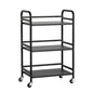 DCLRN 3 Tier Rolling Cart,Storage Organizer Cart,Multifunctional Storage Shelves,Rolling Metal Organization Cart with Handle and Lockable Wheels,for Home,Office,Kitchen,Bathroom(Black) - size: Small