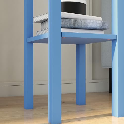 HOMCOM Narrow End Table with Drawer and Bottom Shelf Set of 1 Light Blue | Tall Telephone Table, Skinny Modern Design, for Small Spaces, Living Room - color: Light Blue