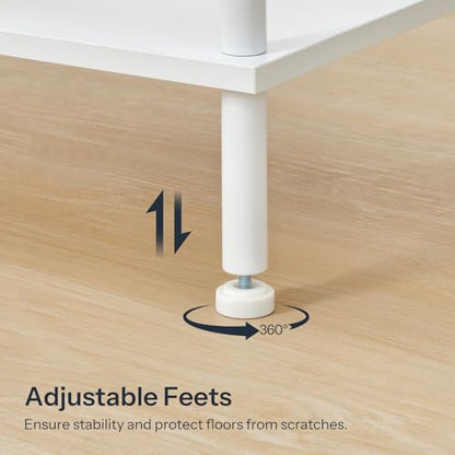 HOOBRO End Tables Set of 2, Small Side Table, Nightstand with 2-Layer Storage Shelves, Sofa Table for Small Spaces, Living Room, Bedroom, Stable Frame, Easy Assembly, White WW09BZP201 - color: White