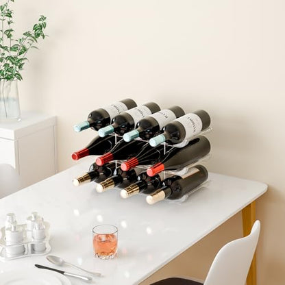 Yieach 4 Tier Stackable Wine Racks Countertop,Sturdy and Durable Wine Rack Free Standing Floor for Inside Cabinet,Clear Water Bottle Organizer and Wine Storage Racks Holder for Pantry,Table,Kitchen - size: 4 Pack-Hold 16 Bottle