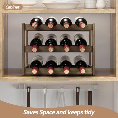 Bamboo Wine Rack, Sturdy and Durable Wine Storage Cabinet Shelf, Wine Racks Countertop for Pantry - 3 Tiers 12 Bottle Wine Rack, Moca - color: 3 Tier Moca