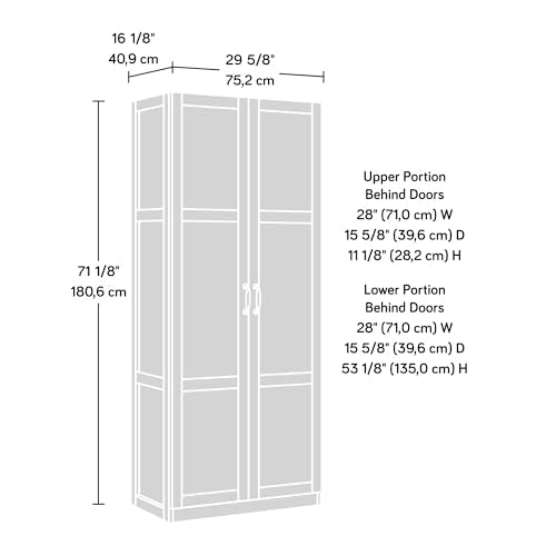 Sauder Tall Storage Cabinet, Black, 4 Adjustable Shelves, Multi-Room Use - color: Black