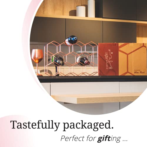 Gusto Nostro Countertop Wine Rack - 14 Bottle Freestanding Modern Metal Wine Rack - 3 Tier Tabletop Wine Holder Stand for Cabinet, Pantry Wine Bottle Storage - No Assembly Required (Small, Rose Gold) - color: Rose Gold