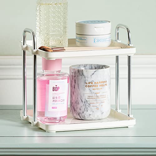 7.87 Inch Desktop 2-Layer Storage Rack,Countertop Storage Shelf for Bathroom, Kitchen, Living Room, Bedroom, Dressing Table,White - size: 7.87 Inch