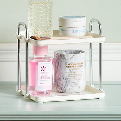 7.87 Inch Desktop 2-Layer Storage Rack,Countertop Storage Shelf for Bathroom, Kitchen, Living Room, Bedroom, Dressing Table,White - size: 7.87 Inch