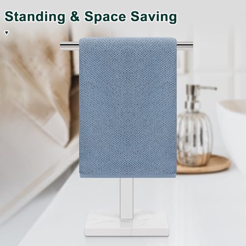 Hand Towel Holder, T-Shape Hand Towel Stand for Bathroom, Hand Towel Rack Bar Standing for Vanity Kitchen Countertop, 304 Stainless Steel, Marble Base (Chrome) - color: Chrome