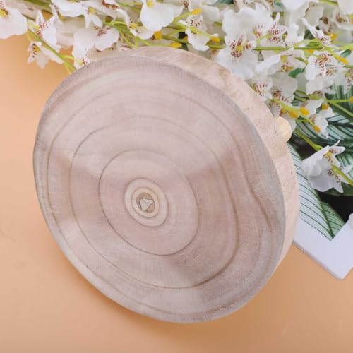 Wood Plant Stands Indoor Outdoor, 9cm/3.5 Tall Plant Holder Wooden Stool Display Stand Flower Pot Stand Small Round Side Plant Table Planter Stands for Indoor Plants (Wood, 14cm)