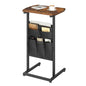 HOOBRO C Shaped End Table, 28.3" Side Table for Small Spaces, Couch Table, Slide Under Sofa Tray Table, Storage Bag, for Living Room, Bedroom, Rustic Brown and Black BF40SF01 - color: Rustic Brown + Black