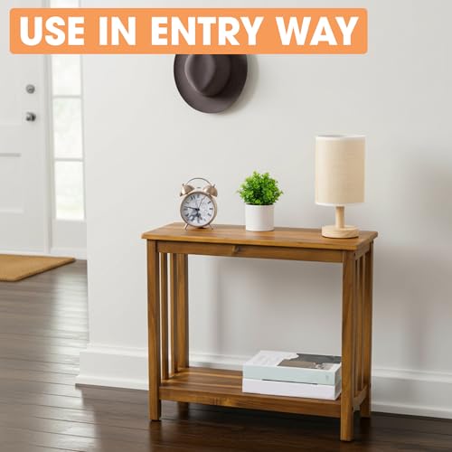 ENKEZI Narrow End Table with Shelf – Slim Side Table, Nightstand for Small Spaces, Bedroom, Living Room, Balcony or Outdoor Use (Minimalist Console) - style: Minimalist Console