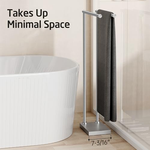 KES Free Standing Towel Racks for Bathroom with 3X Thicker Base, 2-Tier Towel Rack Stand for Bathroom Floor, Upgrade Steady Design, Pro-Grade 18/8 Stainless Steel Brushed Finish, BTH239-2 - size: 37 inch (2-tier, Equal Height)