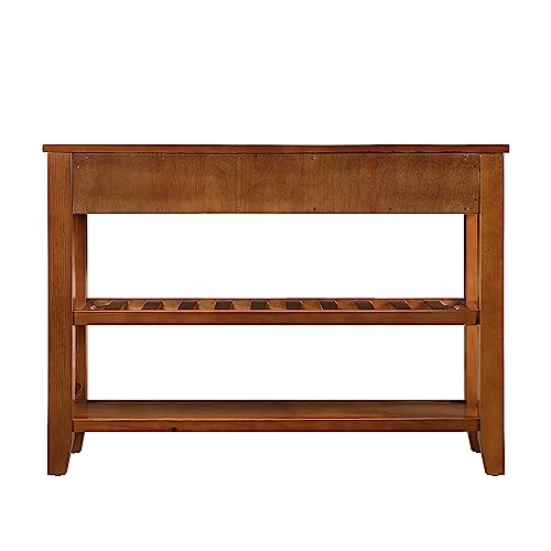 Knocbel Entryway Console Table with 2 Storage Drawers and 2 Lower Shelves, Entrance Hallway Foyer Behind Sofa Couch Table, Easy Assembly (Brown) - color: Brown